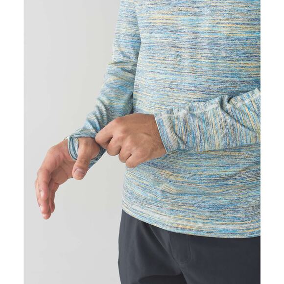 Lululemon Men's Surge Warm 1/2 Zip Space Dye Camo Deep Navy Alberta Lake Small - Picture 3 of 6